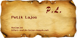 Petik Lajos névjegykártya